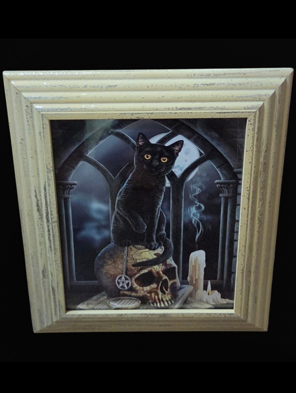Gothic Witchy Altar Black Cat Framed Print Halloween Decor